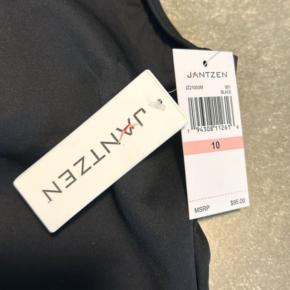 Jantzen Solid Black U-Neck Chlorine Resistant 1-Piece Swimsuit NWT Size 10 - Picture 6 of 8